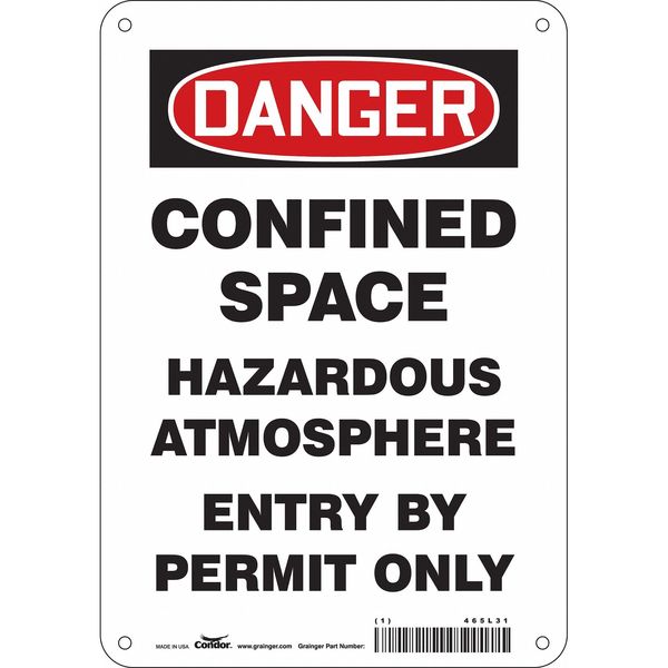 Safety Sign, 10 in Height, 7 in Width, Aluminum, Horizontal Rectangle, English, 465L31