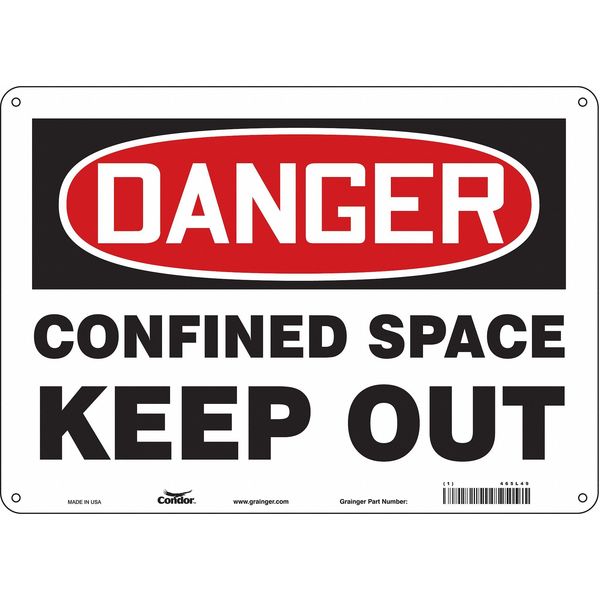 Safety Sign, 10 in Height, 14 in Width, Aluminum, Horizontal Rectangle, English, 465L49
