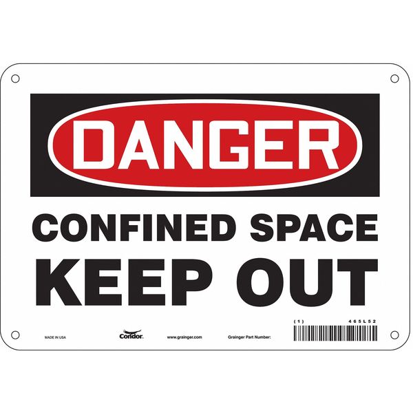 Safety Sign, 7 in Height, 10 in Width, Polyethylene, Vertical Rectangle, English, 465L52