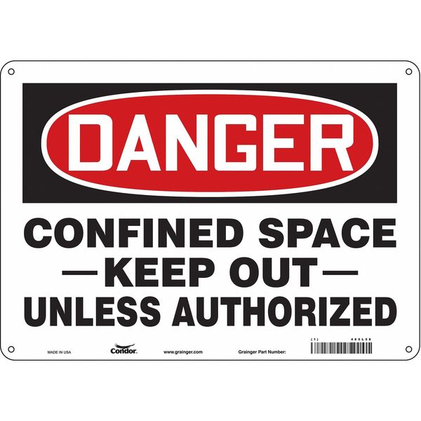 Safety Sign, 10 in Height, 14 in Width, Aluminum, Horizontal Rectangle, English, 465L58