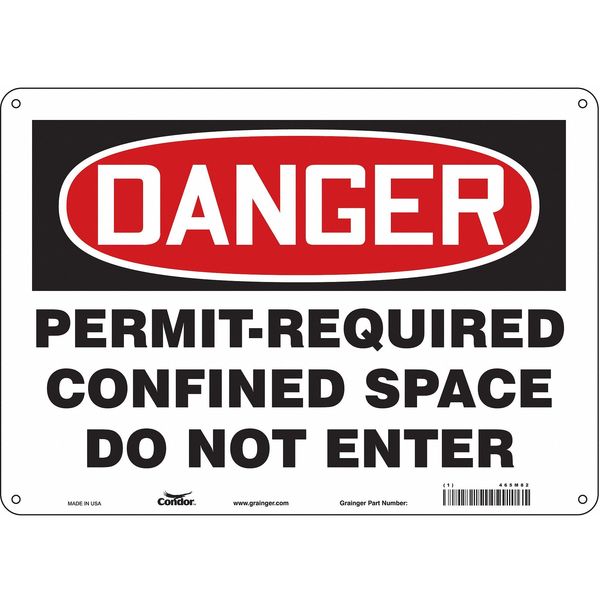 Safety Sign, 10 in Height, 14 in Width, Aluminum, Horizontal Rectangle, English, 465M82