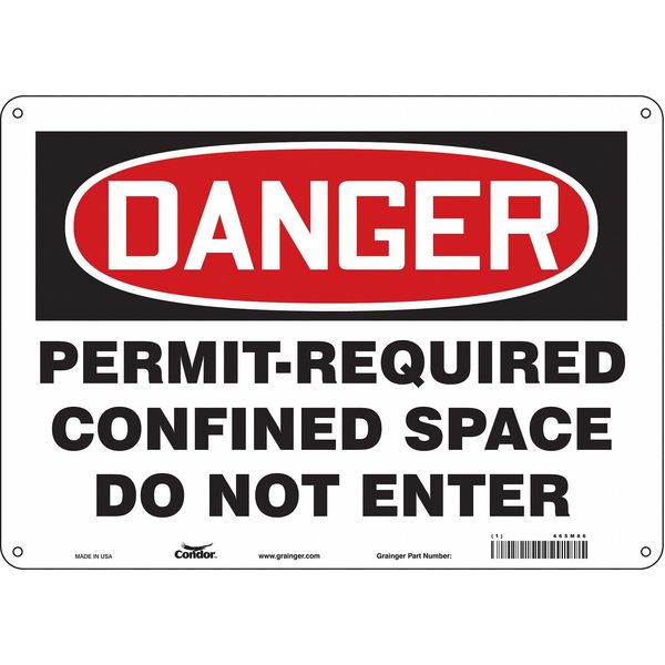Safety Sign, 10 in Height, 14 in Width, Polyethylene, Horizontal Rectangle, English, 465M86