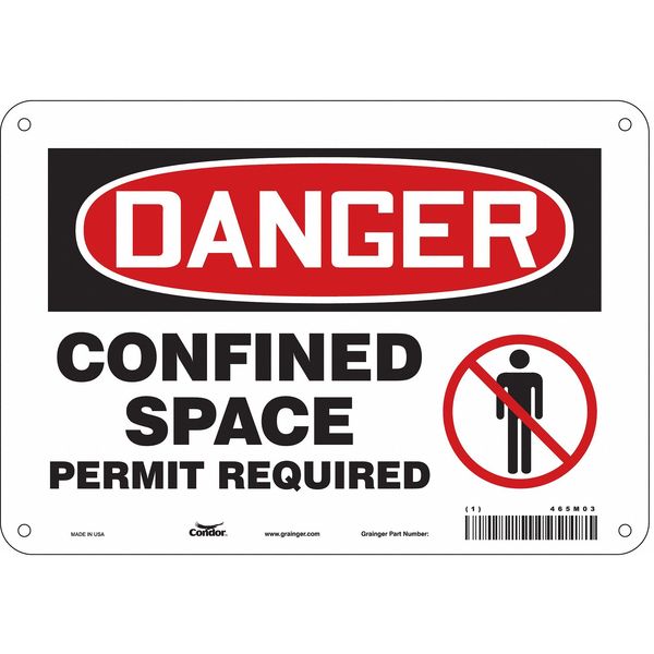 Safety Sign, 7 in Height, 10 in Width, Polyethylene, Vertical Rectangle, English, 465M03