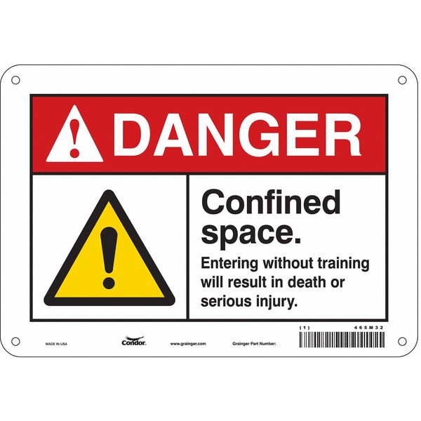 Safety Sign, 7 in Height, 10 in Width, Aluminum, Vertical Rectangle, English, 465M32
