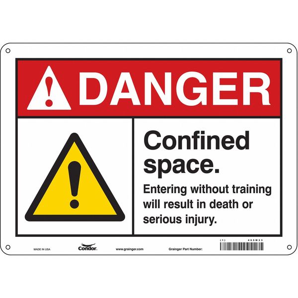 Safety Sign, 10 in Height, 14 in Width, Aluminum, Horizontal Rectangle, English, 465M33