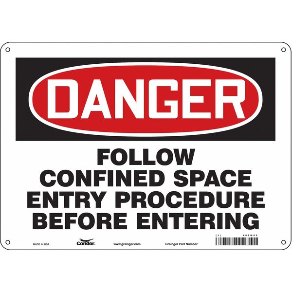 Safety Sign, 10 in Height, 14 in Width, Polyethylene, Horizontal Rectangle, English, 465M53