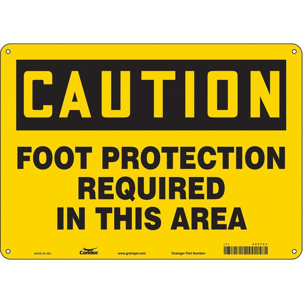 Safety Sign, 10 in Height, 14 in Width, Aluminum, Horizontal Rectangle, English, 465T94