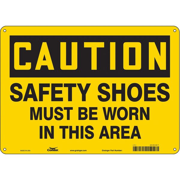 Safety Sign, 10 in Height, 14 in Width, Aluminum, Horizontal Rectangle, English, 465U87