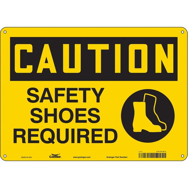 Safety Sign, 10 in Height, 14 in Width, Aluminum, Horizontal Rectangle, English, 465U96
