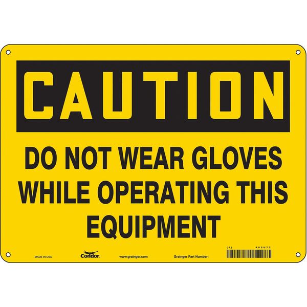Safety Sign, 10 in Height, 14 in Width, Aluminum, Horizontal Rectangle, English, 465U72