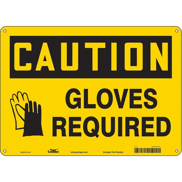 Safety Sign, 10 in Height, 14 in Width, Aluminum, Horizontal Rectangle, English, 465U31