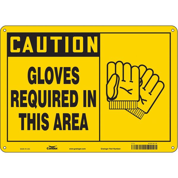 Safety Sign, 10 in Height, 14 in Width, Aluminum, Horizontal Rectangle, English, 465U39