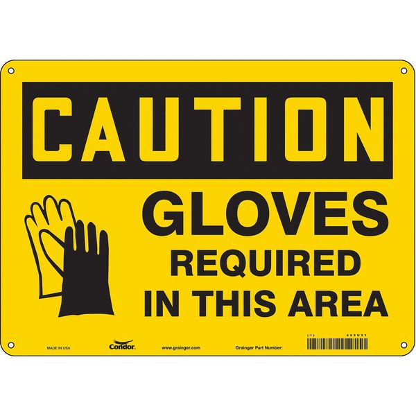 Safety Sign, 10 in Height, 14 in Width, Aluminum, Horizontal Rectangle, English, 465U51