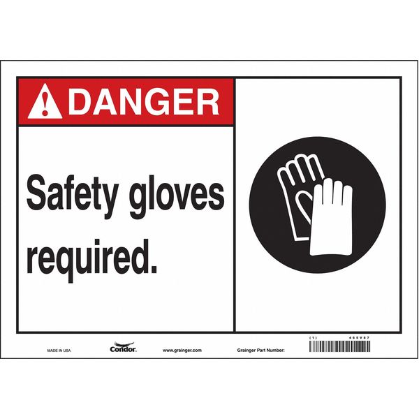 Safety Sign, 10 in Height, 14 in Width, Vinyl, Horizontal Rectangle, English, 465V87