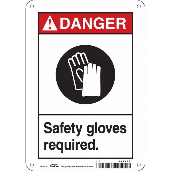 Safety Sign, 10 in Height, 7 in Width, Aluminum, Horizontal Rectangle, English, 465V88