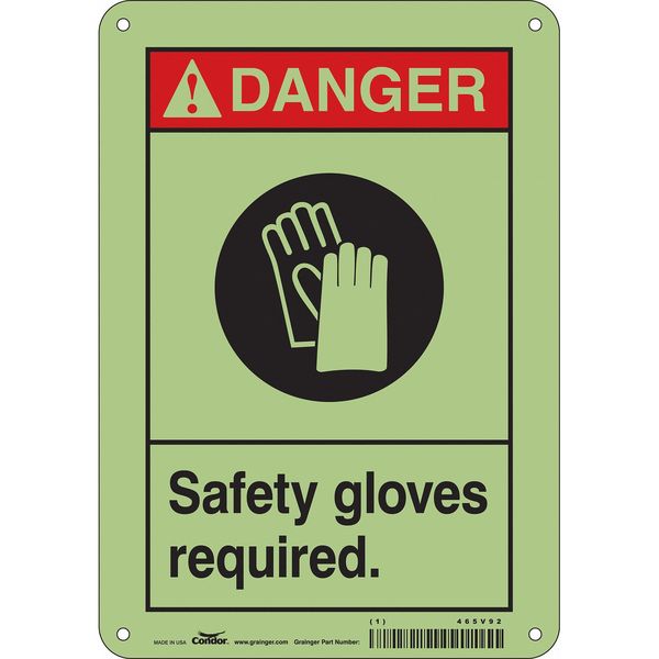 Safety Sign, 10 in Height, 7 in Width, Polyethylene, Horizontal Rectangle, English, 465V92