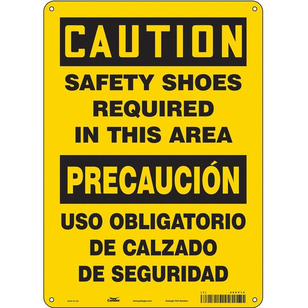 Safety Sign, 14 in Height, 10 in Width, Aluminum, Vertical Rectangle, English, Spanish, 465V14