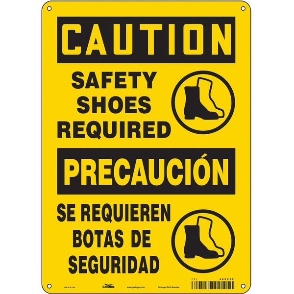 Safety Sign, 14 in Height, 10 in Width, Aluminum, Vertical Rectangle, English, Spanish, 465V19