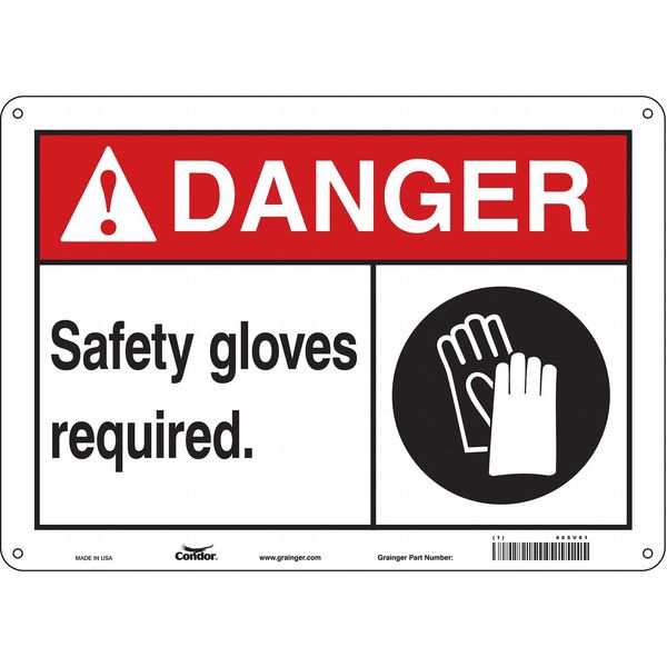 Safety Sign, 10 in Height, 14 in Width, Aluminum, Horizontal Rectangle, English, 465V61