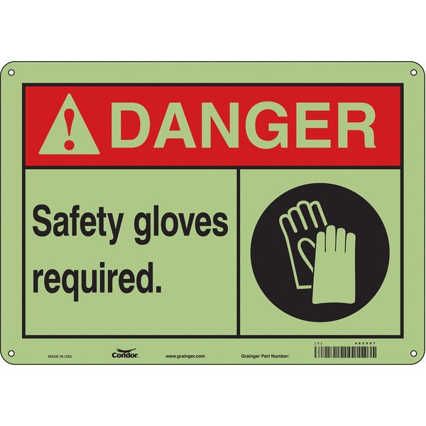 Safety Sign, 10 in Height, 14 in Width, Polyethylene, Horizontal Rectangle, English, 465V67