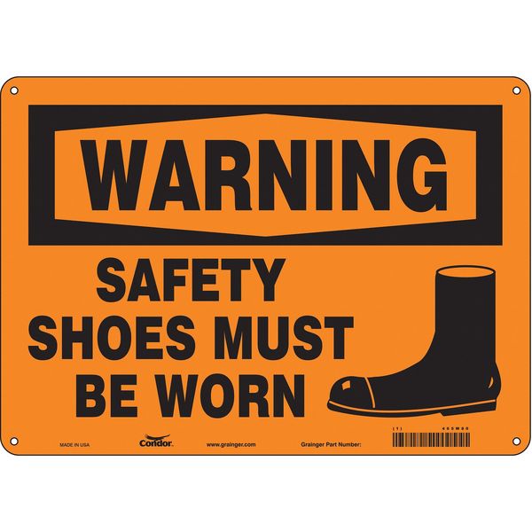 Safety Sign, 10 in Height, 14 in Width, Aluminum, Horizontal Rectangle, English, 465W80