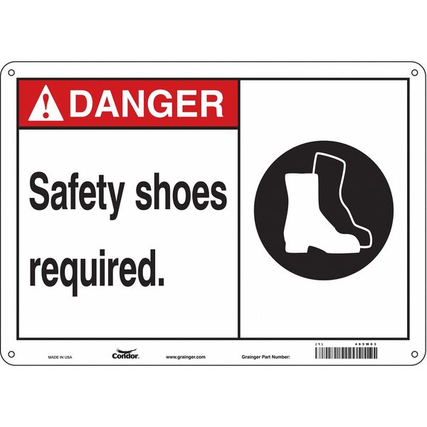 Safety Sign, 10 in Height, 14 in Width, Aluminum, Horizontal Rectangle, English, 465W03