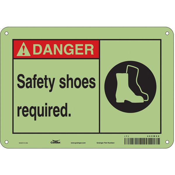 Safety Sign, 7 in Height, 10 in Width, Polyethylene, Vertical Rectangle, English, 465W08