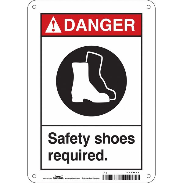 Safety Sign, 10 in Height, 7 in Width, Aluminum, Horizontal Rectangle, English, 465W26