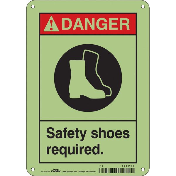 Safety Sign, 10 in Height, 7 in Width, Polyethylene, Horizontal Rectangle, English, 465W30