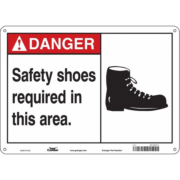 Safety Sign, 10 in Height, 14 in Width, Aluminum, Horizontal Rectangle, English, 465W45