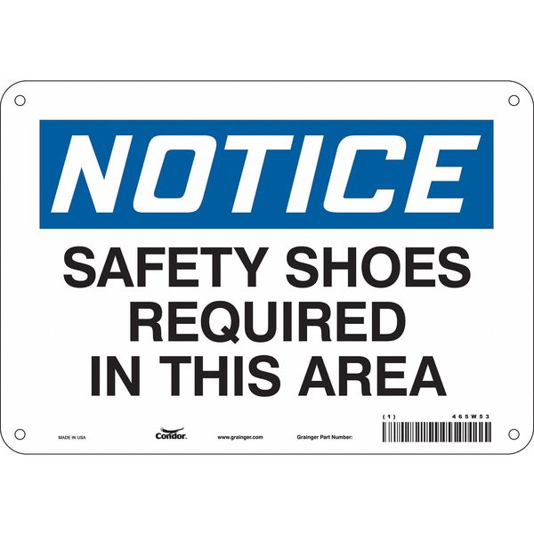 Safety Sign, 7 in Height, 10 in Width, Aluminum, Vertical Rectangle, English, 465W53