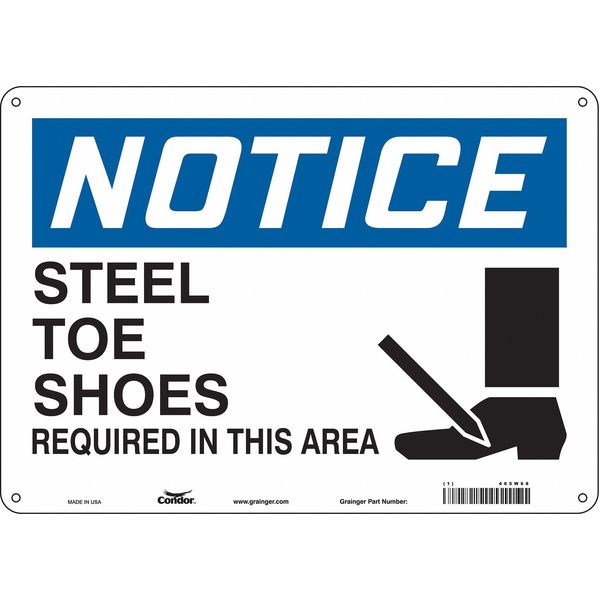 Safety Sign, 10 in Height, 14 in Width, Aluminum, Horizontal Rectangle, English, 465W68
