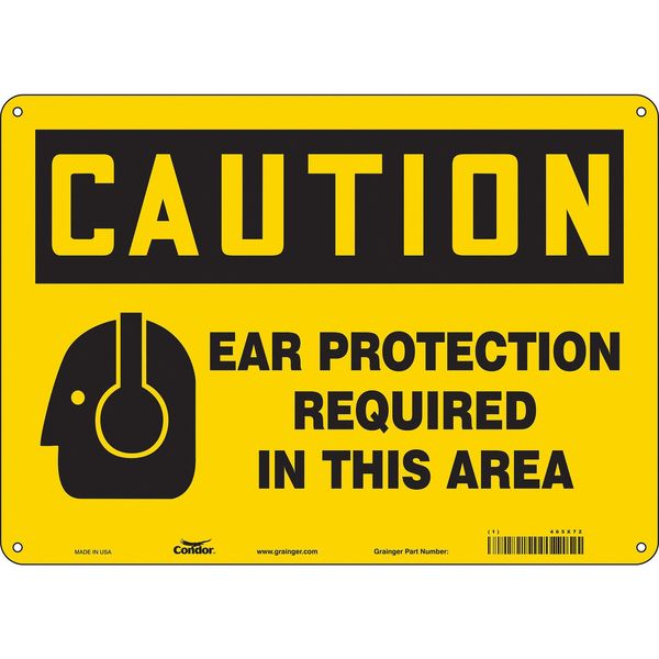 Safety Sign, 10 in Height, 14 in Width, Aluminum, Horizontal Rectangle, English, 465X72
