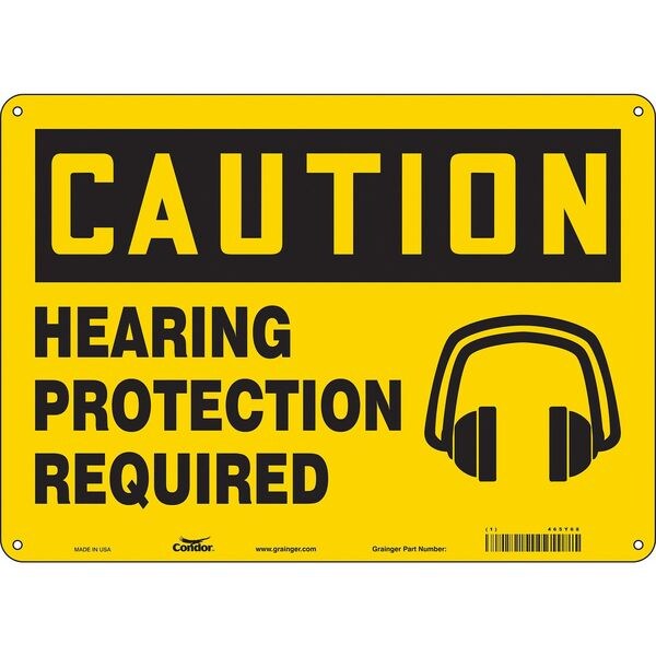 Safety Sign, 10 in Height, 14 in Width, Aluminum, Horizontal Rectangle, English, 465Y68