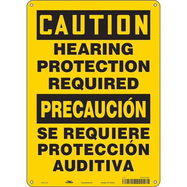 Safety Sign, 14 in Height, 10 in Width, Aluminum, Vertical Rectangle, English, Spanish, 465Z90