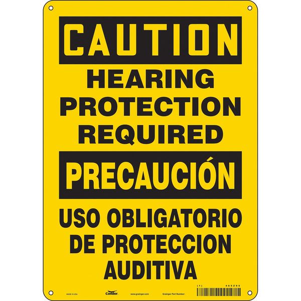 Safety Sign, 14 in Height, 10 in Width, Aluminum, Vertical Rectangle, English, Spanish, 465Z95