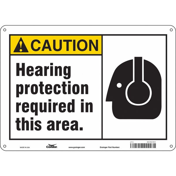 Safety Sign, 10 in Height, 14 in Width, Aluminum, Horizontal Rectangle, English, 465Z55