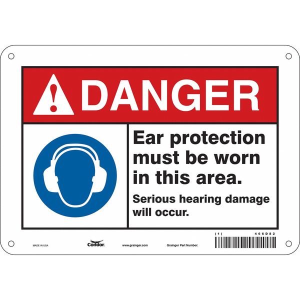 Safety Sign, 7 in Height, 10 in Width, Aluminum, Vertical Rectangle, English, 466D82