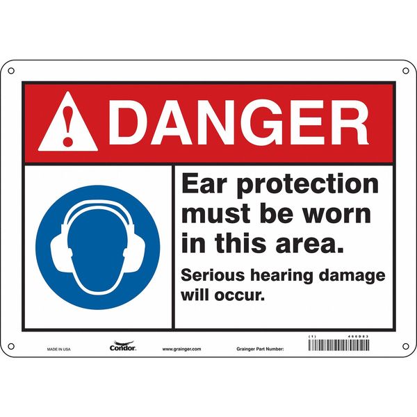 Safety Sign, 10 in Height, 14 in Width, Aluminum, Horizontal Rectangle, English, 466D83