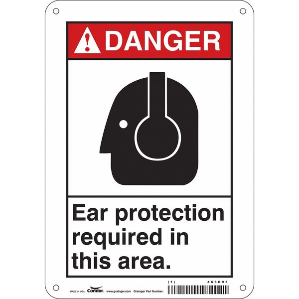 Safety Sign, 10 in Height, 7 in Width, Aluminum, Horizontal Rectangle, English, 466D95