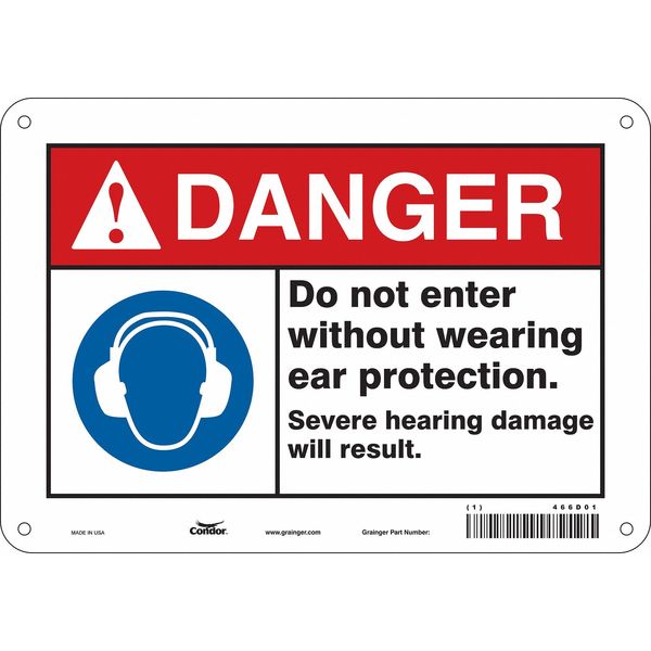 Safety Sign, 7 in Height, 10 in Width, Aluminum, Vertical Rectangle, English, 466D01
