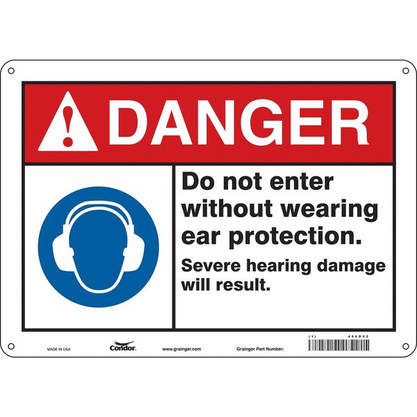 Safety Sign, 10 in Height, 14 in Width, Aluminum, Horizontal Rectangle, English, 466D02
