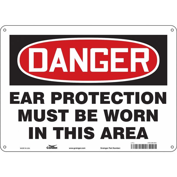 Safety Sign, 10 in Height, 14 in Width, Aluminum, Horizontal Rectangle, English, 466D08