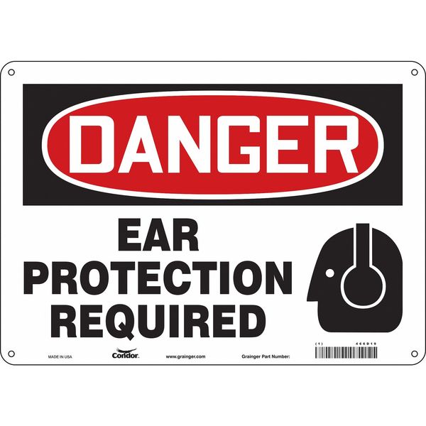 Safety Sign, 10 in Height, 14 in Width, Aluminum, Horizontal Rectangle, English, 466D19