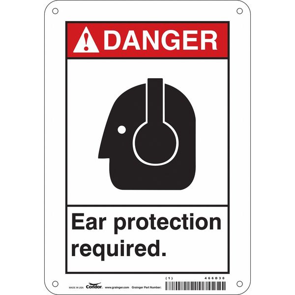 Safety Sign, 10 in Height, 7 in Width, Aluminum, Horizontal Rectangle, English, 466D30