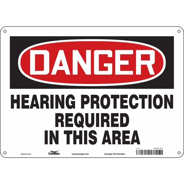 Safety Sign, 10 in Height, 14 in Width, Aluminum, Horizontal Rectangle, English, 466F43