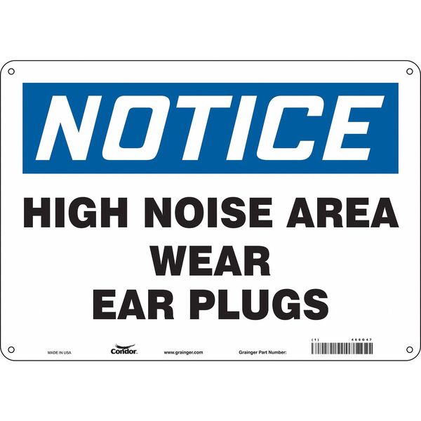 Safety Sign, 10 in Height, 14 in Width, Aluminum, Horizontal Rectangle, English, 466G47