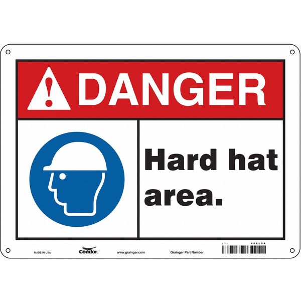 Safety Sign, 10 in Height, 14 in Width, Aluminum, Horizontal Rectangle, English, 466L94