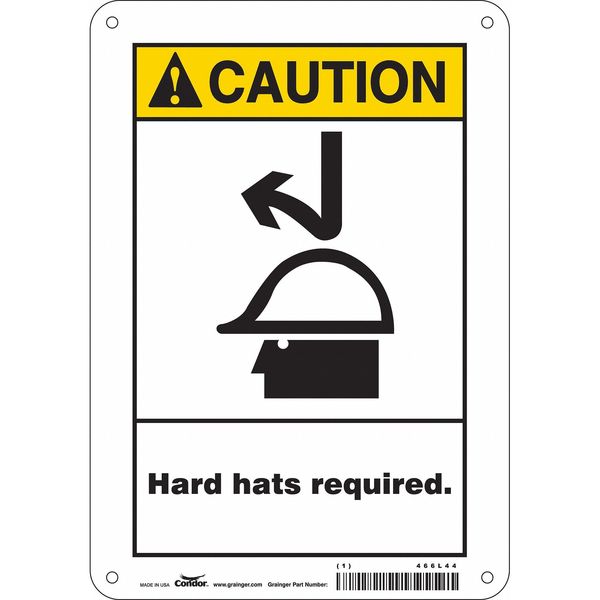 Safety Sign, 10 in Height, 7 in Width, Aluminum, Horizontal Rectangle, English, 466L44