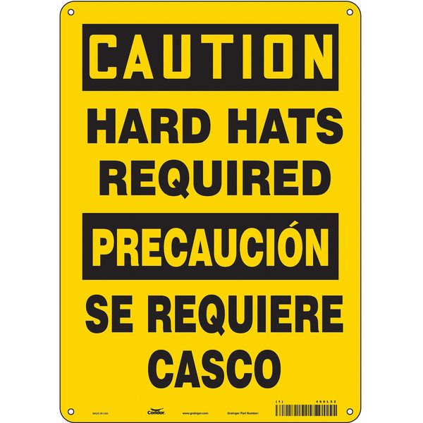 Safety Sign, 14 in Height, 10 in Width, Aluminum, Vertical Rectangle, English, Spanish, 466L52